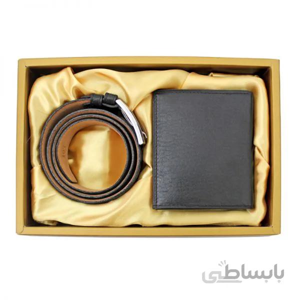 ست کیف پول جیبی و کمربند چرم مردانه ST106