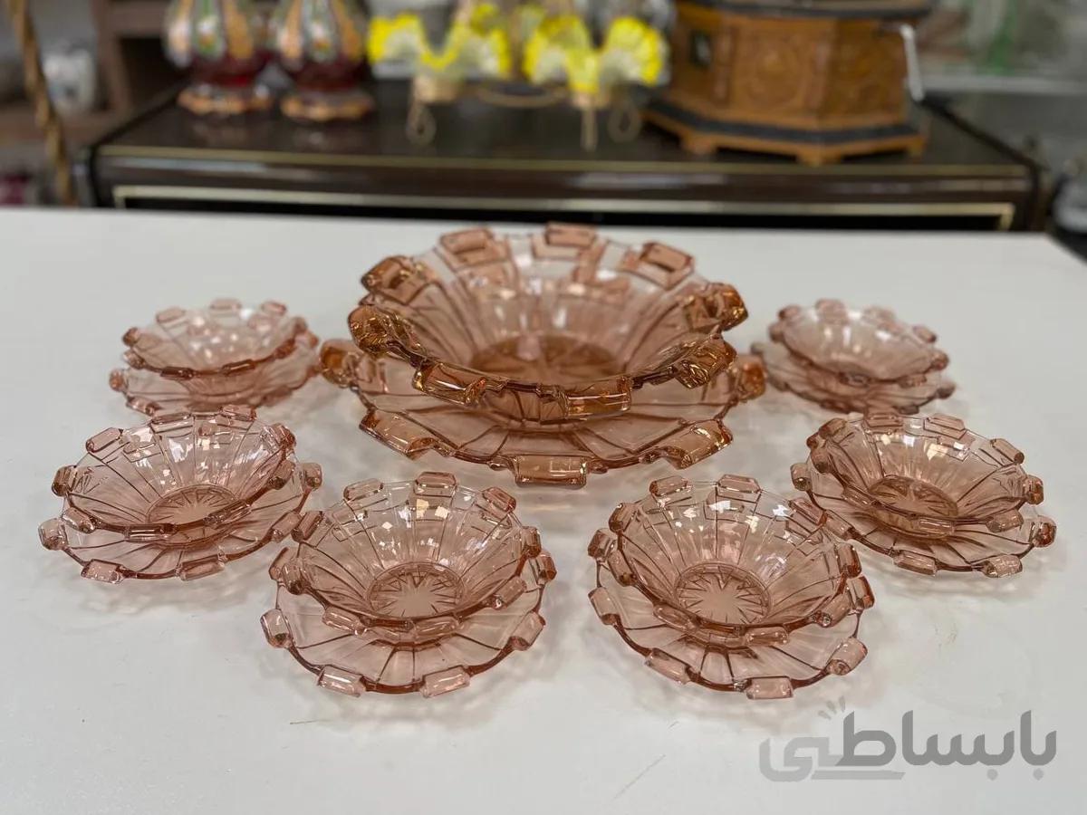 ۱۴ پارچه کریستال پوست پیازی اصل چک و قدیمی