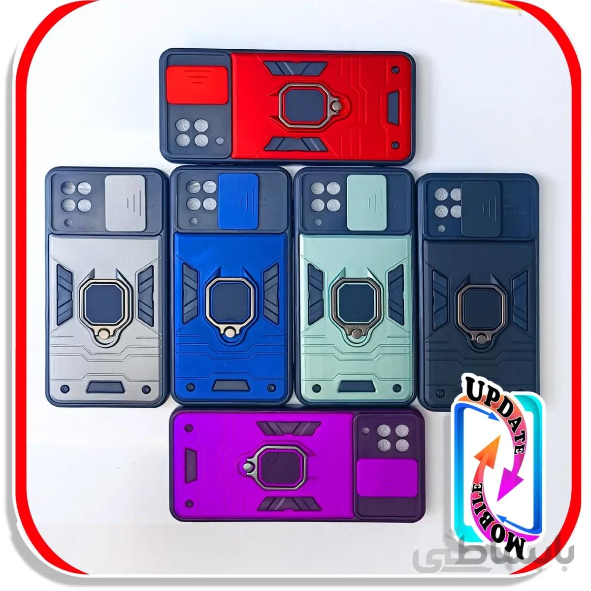 قاب گوشی سامسونگ 4g A22ضدضربه بتمن فول ژله ای هولدر دار محافظ لنزدار کشویی پنجره ای سبز