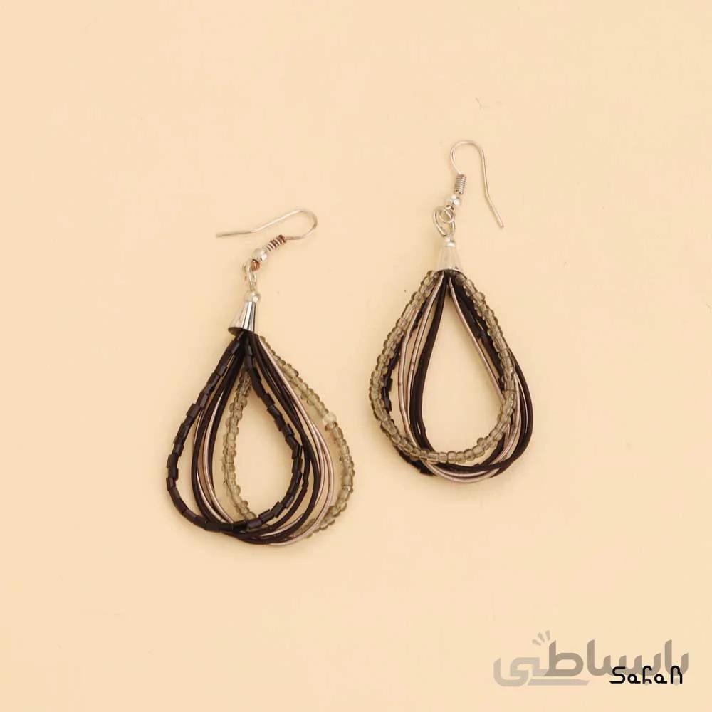 گوشواره هندی نخی مهره ایی قلاب دار چند رشته
