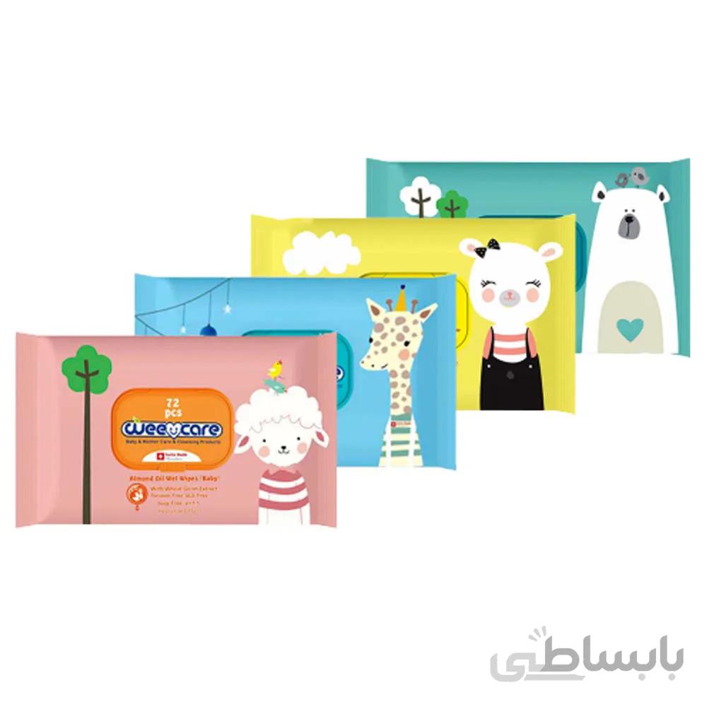 دستمال مرطوب کودک وی کر Wee care بسته 72 عددی