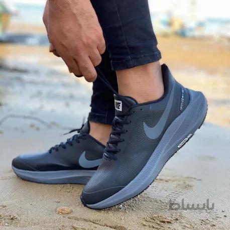 کتانی رانینگ اصلی نایک استراکچر رویه چرم مشکی/طوسی nike AIR zoom structure
