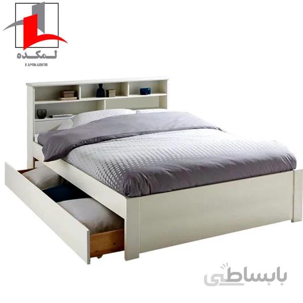 تخت خواب دو نفره لمکده سایز ۱۶۰ مدل شیک شلف