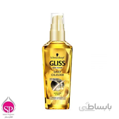 روغن ترميم کننده مو خشک و آسيب ديده گليس مدل Daily Oil Elixir حجم 75 ميل Gliss Hair Repair Daily Oil Elixir 75ml