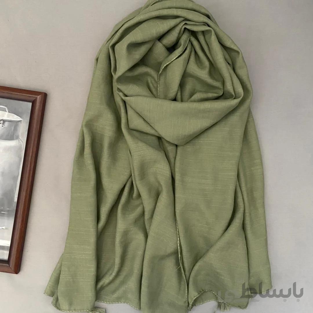 شال نخی بهاره سبز ساده اسلپ 107116 ا 107116