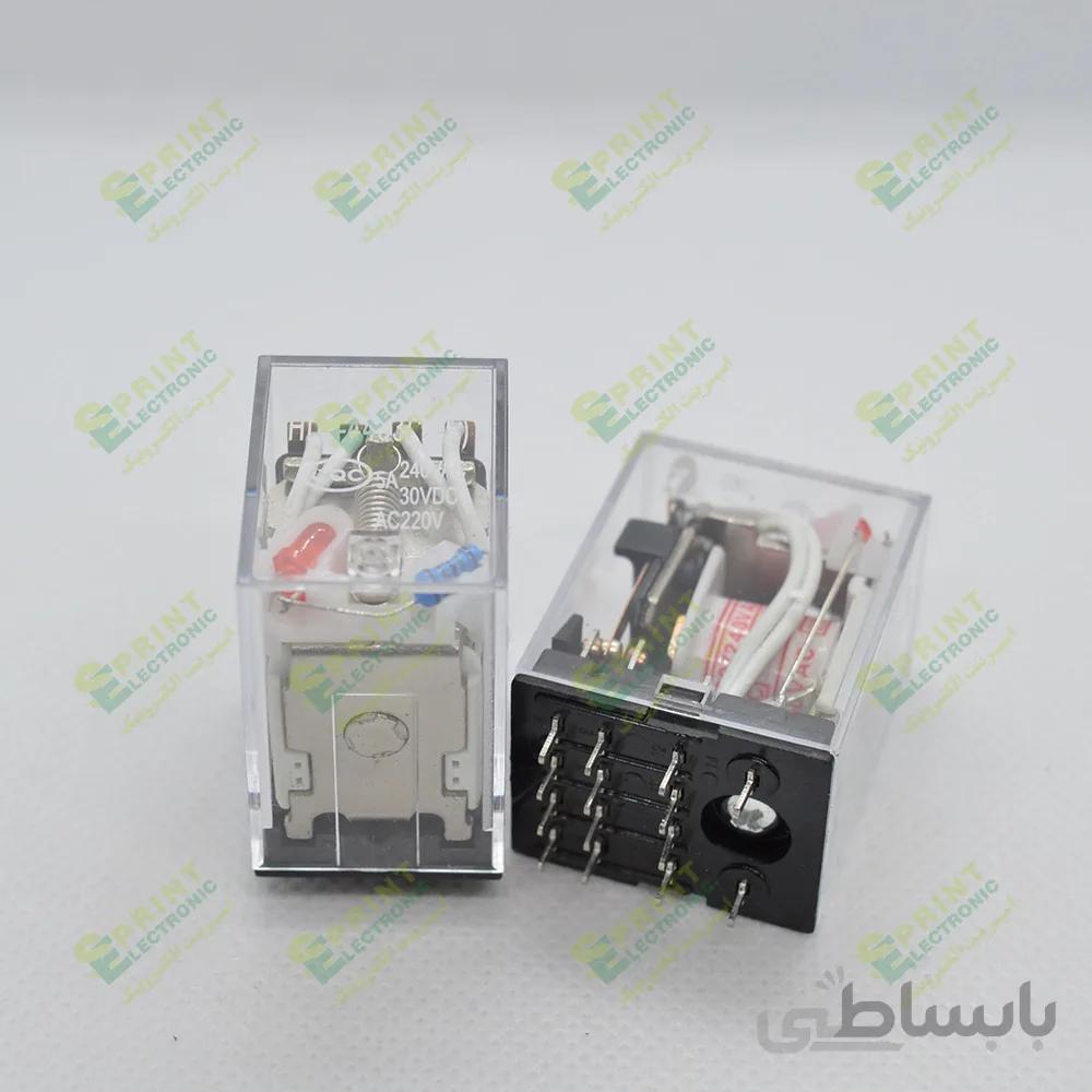 رله 220 ولت AC ایزومی پایه روبردی 14 پایه 5 آمپر HLS-4453-4-220