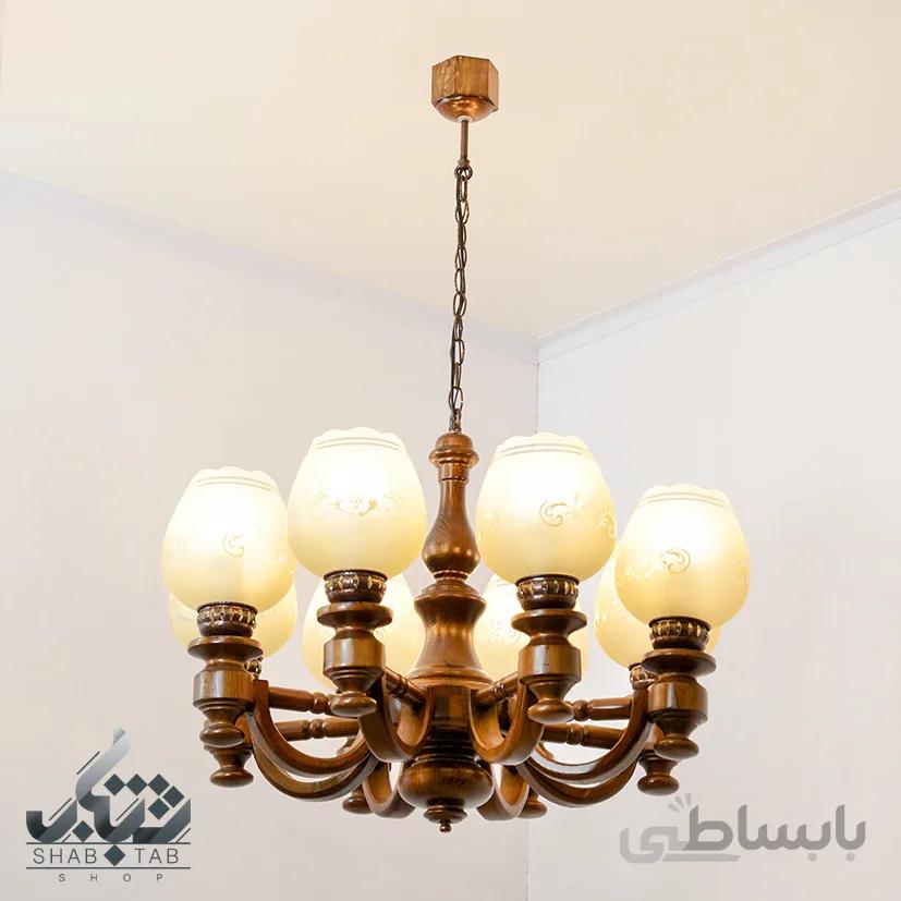 لوستر چوبی هشت شعله دارکار مدل سارینا کد 287