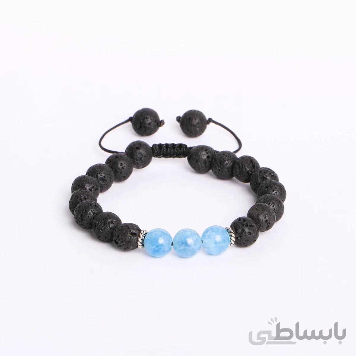 دستبند سنگ اصل آکوامارین، لاوا کد BT-298