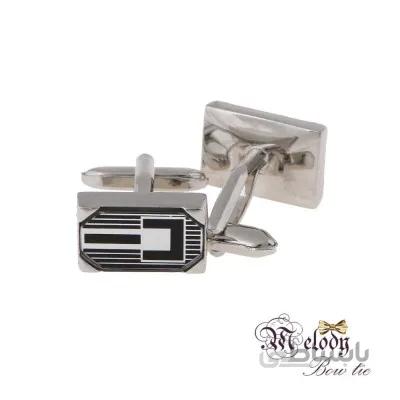 دکمه سردست استیل شیشه ای (مستطیل طرح 3)