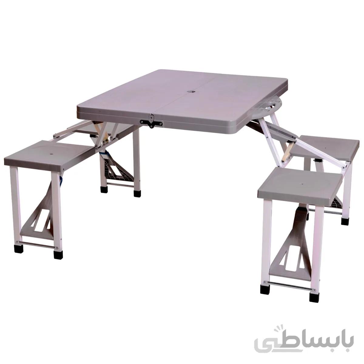 میز و صندلی ۴ نفره تاشو مسافرتی ( طوسی )