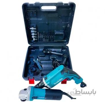 ست مینی فرز و دریل چکشی ماکیتا Makita HP1630 9555HN ا Makita HP1630 9555HN Impact Drill And Angle Grinder Set