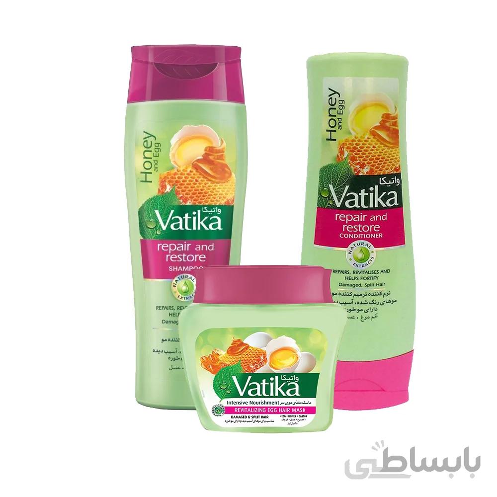 سبد واتیکا vatika شامپو و نرم کننده و ماسک موی مغذی 400 میل