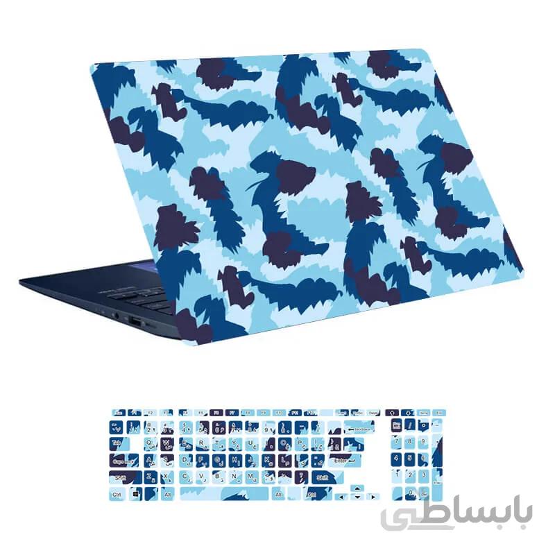 اسکین لپ تاپ طرح Military کد ۱۳ به همراه استیکر کیبورد