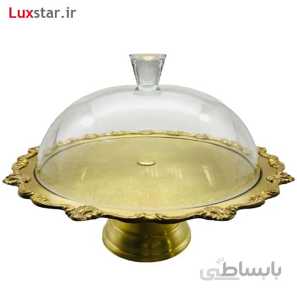 کیک خوری برنجی پایه بلند درب دار ایران کادو مدل 118bd ا Irankado BD118 Brass Dish