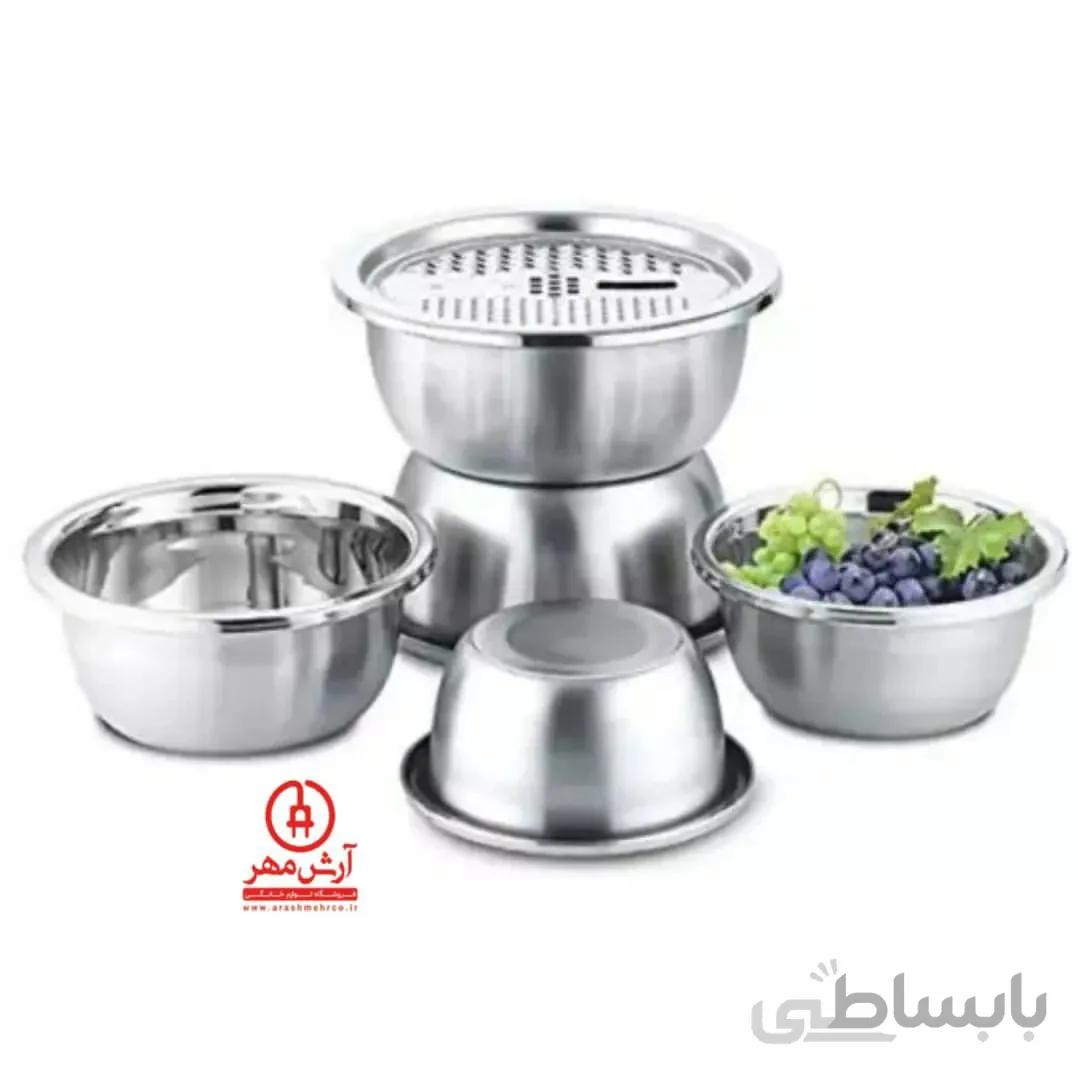 ست لگن و کاسه 5 تیکه همراه رنده یونیک مدل bmls_306 ا Unique BMLS_306