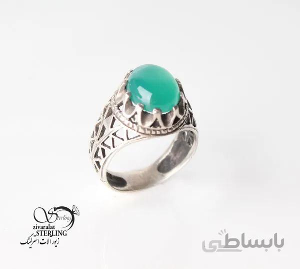 انگشتر نقره مردانه با سنگ عقیق