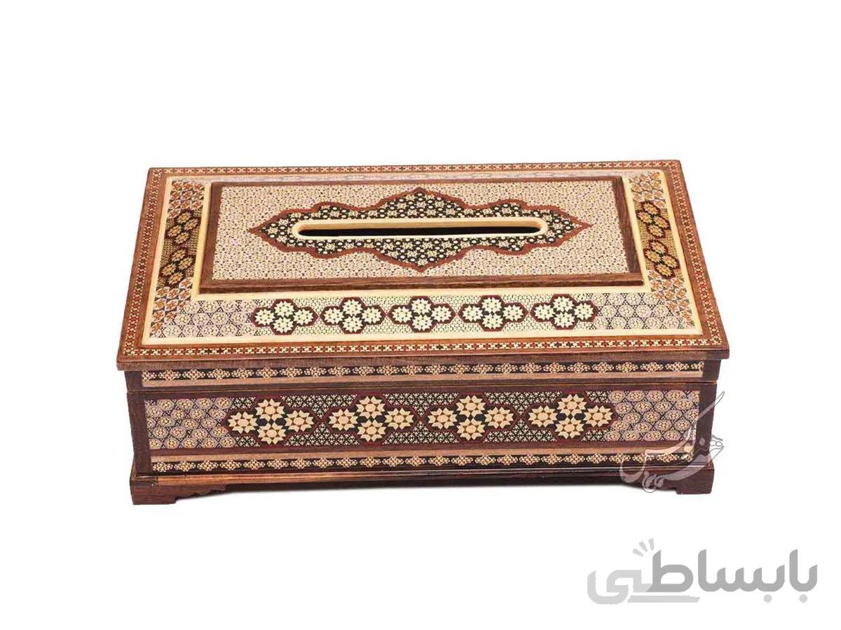 جعبه دستمال کاغذی خاتم کاری چهارگل
