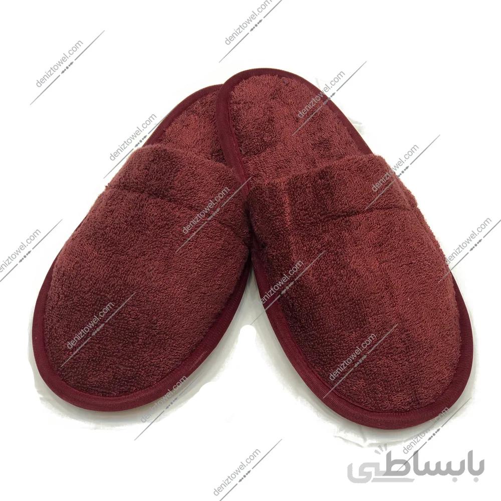 دمپایی حوله بهار زرشکی
