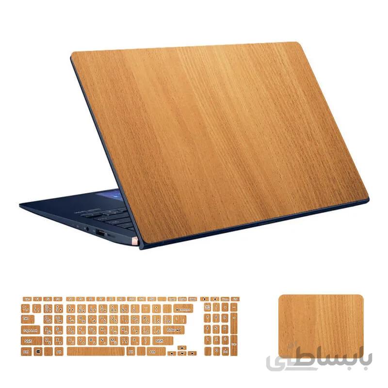 استیکر لپ تاپ طرح Wood کد ۲۰ به همراه استیکر کیبورد
