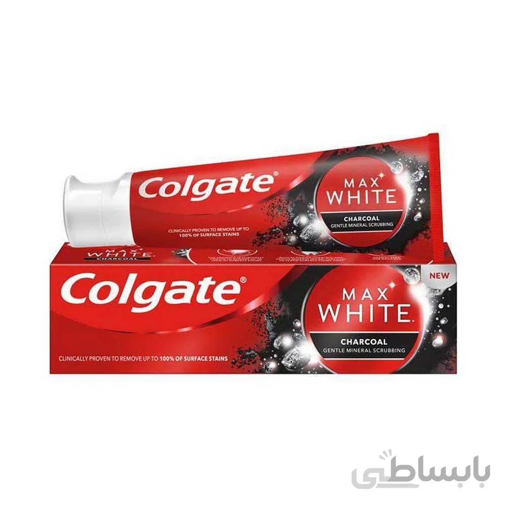 خمیر دندان سفید کننده کلگیت مدل charcoal زغالی حجم 50 میلی لیتر ا fluoride toothpaste colgate model optic white charcoal 50ml