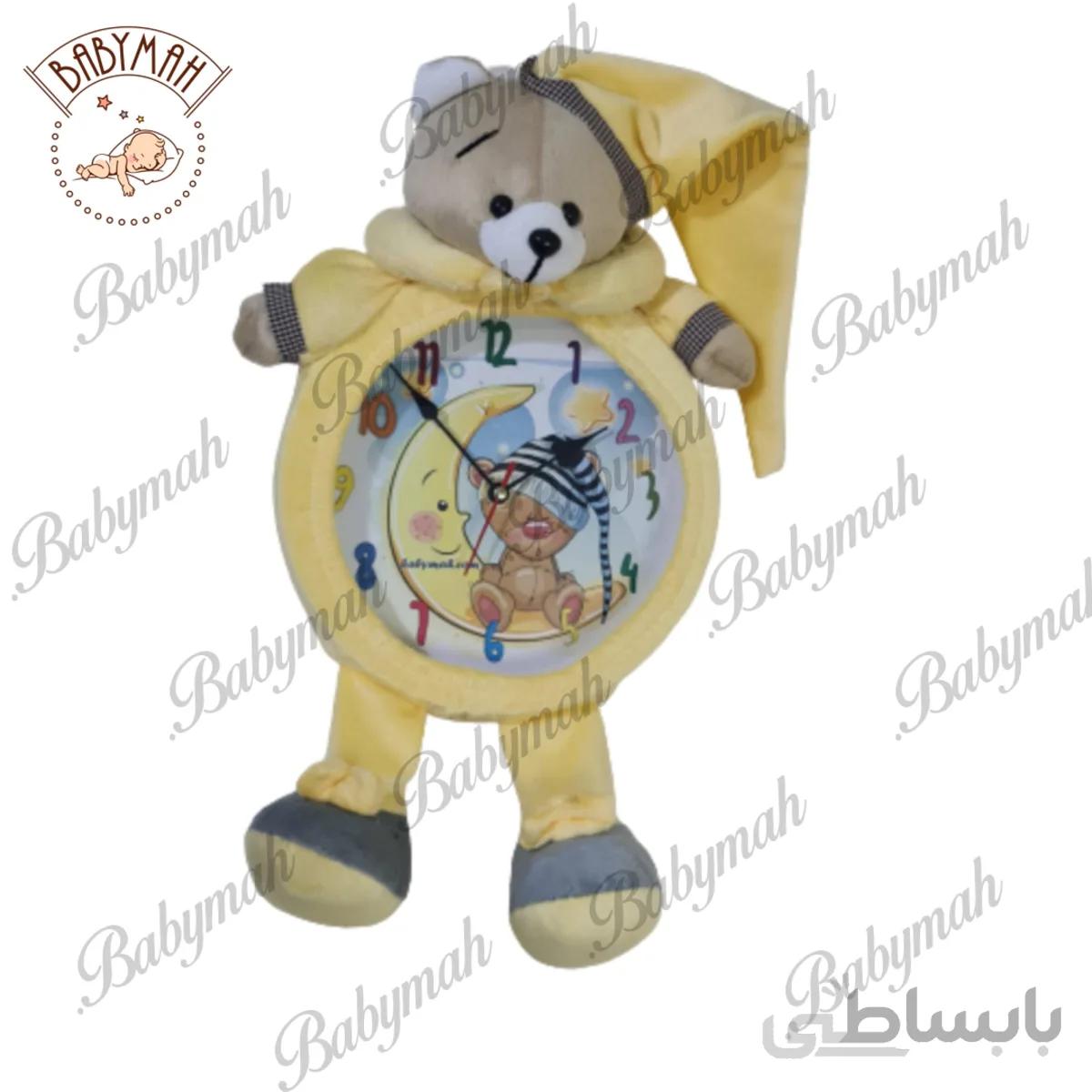 ساعت اتاق کودک خرس تدی رنگ لیمویی