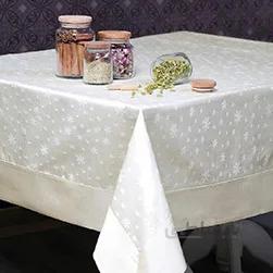 رومیزی حاشیه دار 6 نفره مستطیل 180*150 مینا سفید