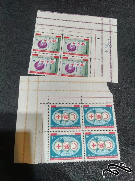 بلوک گوشه برگ صلیب سرخ و حلال احمر ۱۳۴۸