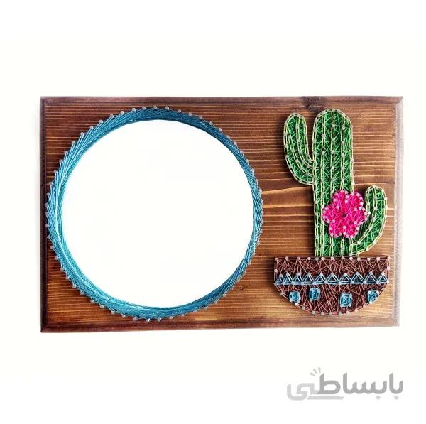 آینه دکوراتیو میخ و نخ کاکتوس