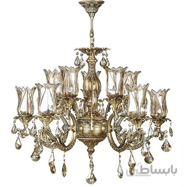 لوستر دایکاست ۱۰ شعله چشمه نور مدل M3581/5-5-A آنتیک