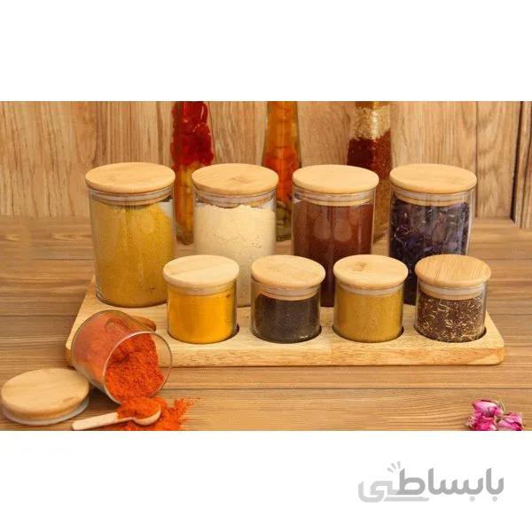 ست ادویه پاسماوری 9 پارچه درب چوبی مدل 99066
