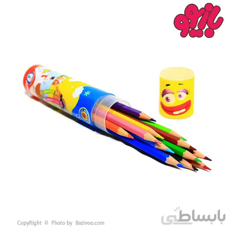 مدادرنگی 12 رنگ استوانه ای فلزی آریا