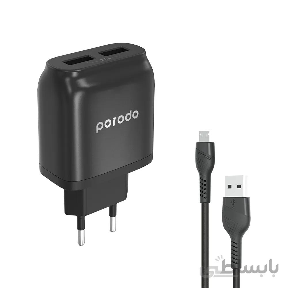 شارژر دیواری پرودو مدل PD-0203MEU-BK به همراه کابل تبدیل Micro USB