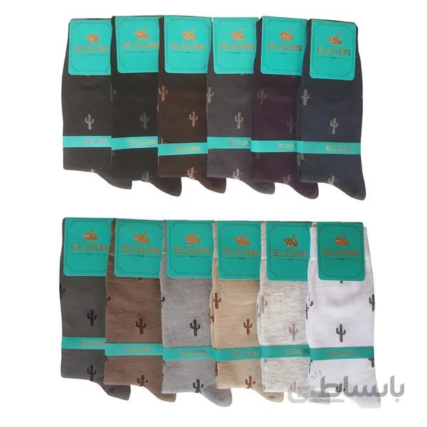 جوراب کاکتوسی مردانه نخی خوب ست 12 تایی در 12 رنگ کد PH253