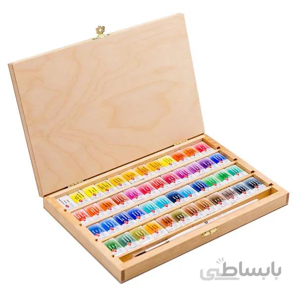 آبرنگ 48 رنگ جعبه چوبی سنت پترزبورگ