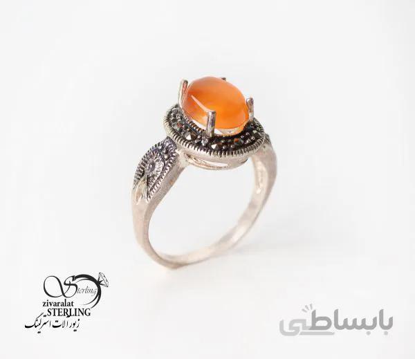 انگشتر عقیق زنانه طرح برنز