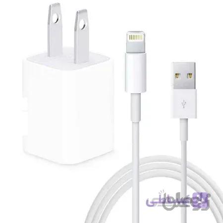 شارژر دیواری اپل به همراه کابل تبدیل Lightning