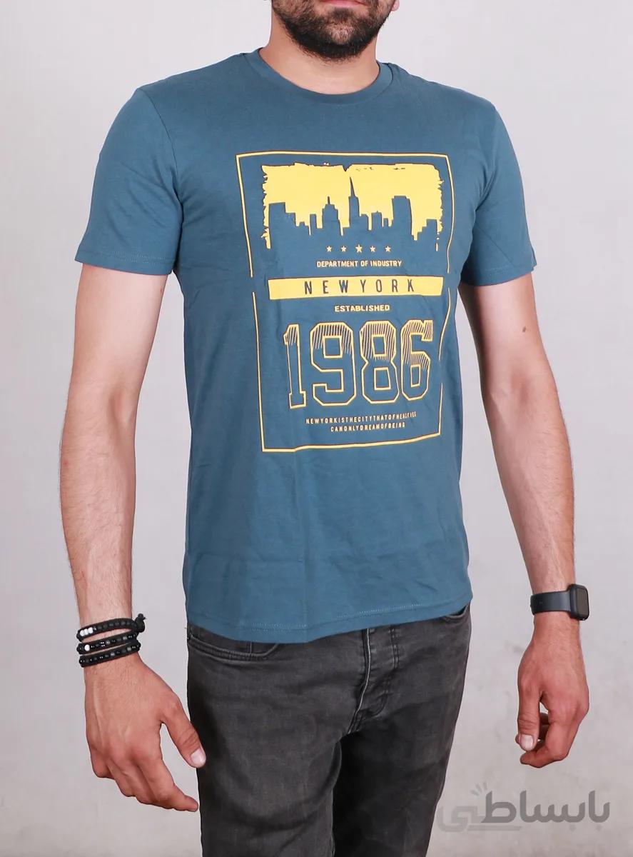 تیشرت یقه گرد مردانه سبز مدل NewYork 1986
