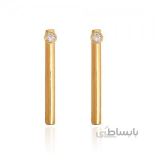 گوشواره دو طرفه طلا طرح استوانه ای کد CE397