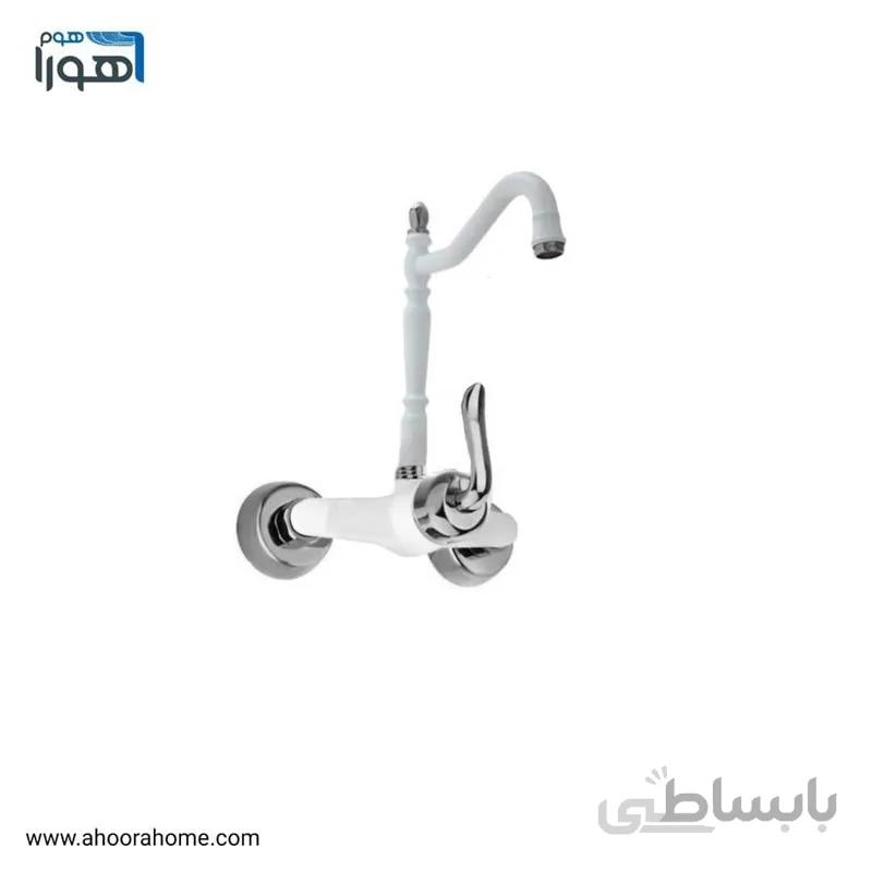 شیر ظرفشويی دیواری مدل قاصدک سفید کروم