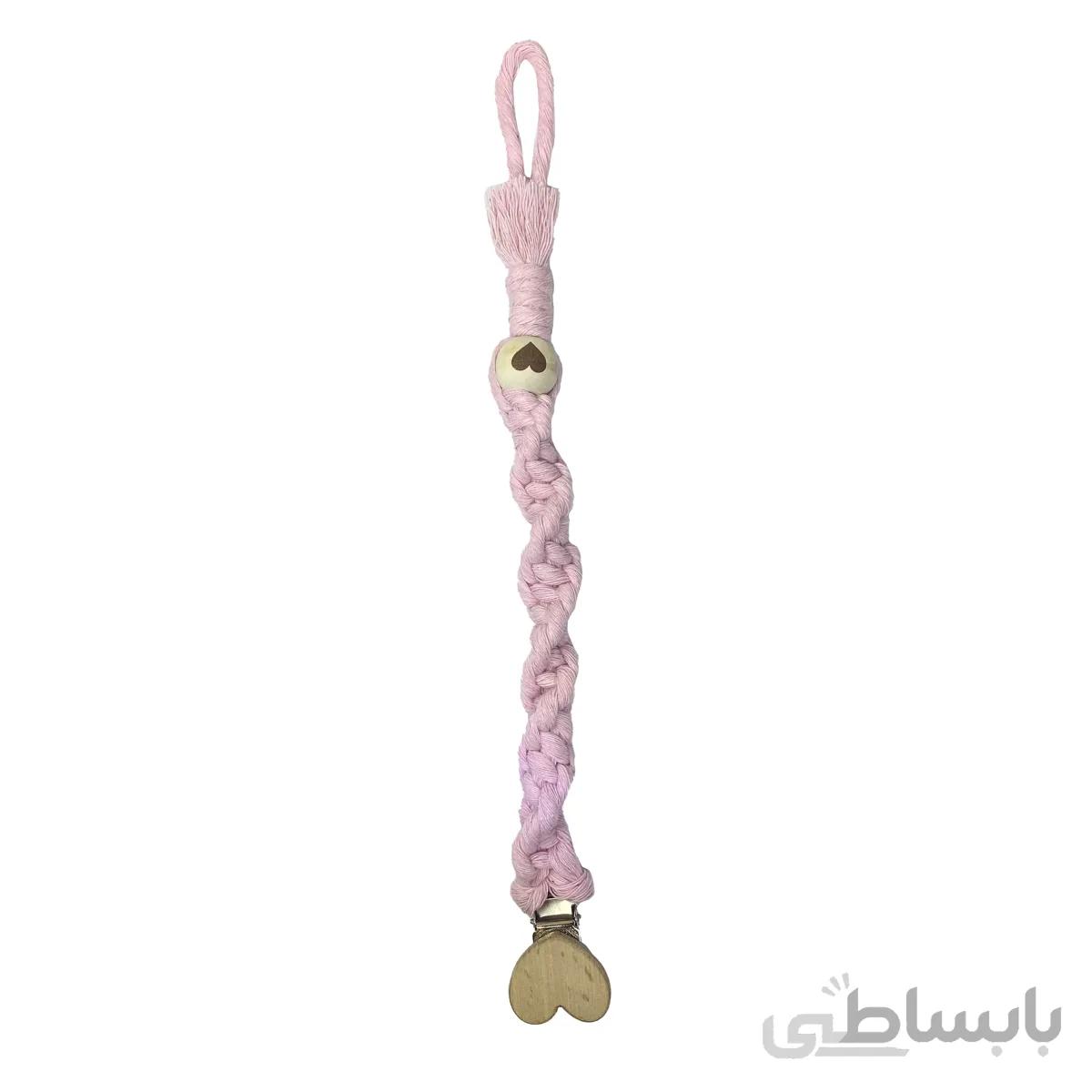 بند پستانک مکرومه صورتی