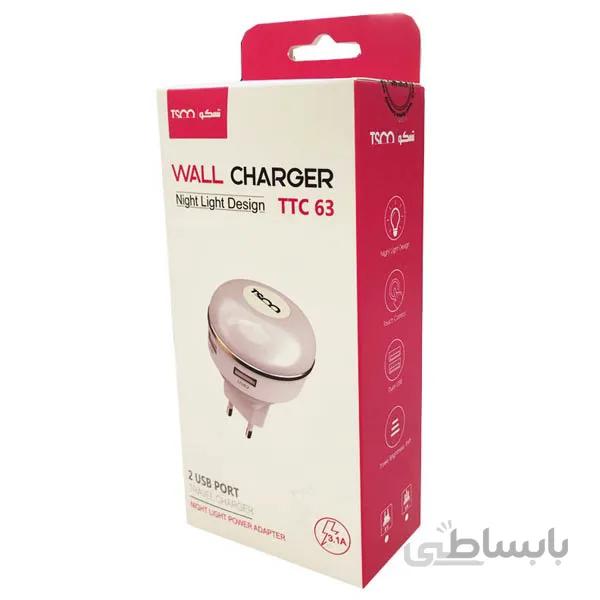 شارژر دیواری چراغ خواب دار تسکو مدل TTC 63