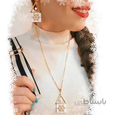 ست گوشواره و گردنبند منجوق میوکی طرح برف