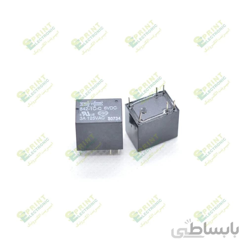 رله 6 ولت بوبین وسط 6پایه8421C-C-6VDC SONG CHUAN