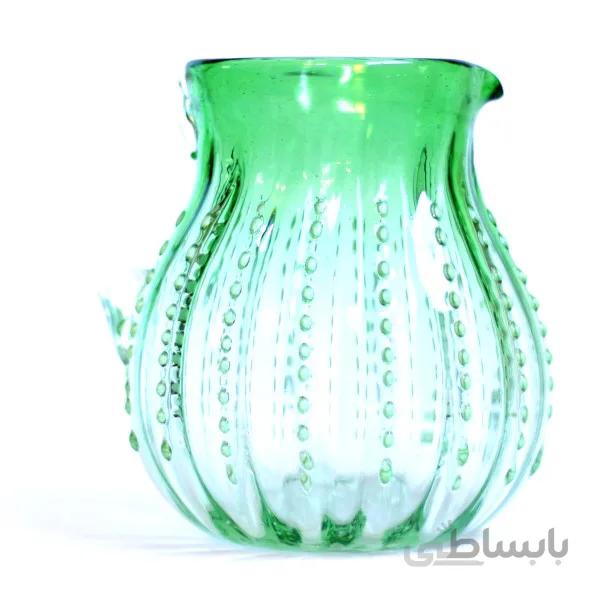 پارچ شیشه ای خمره ای نگینی سبز