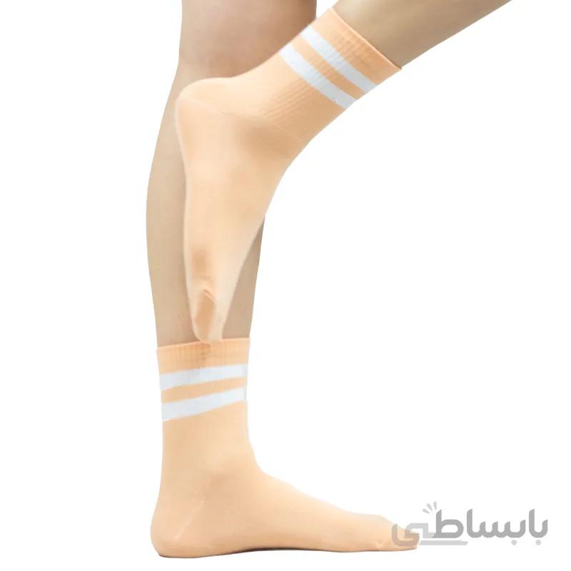 جوراب نیم ساق دوخط گلبهی روشن آپتیمست