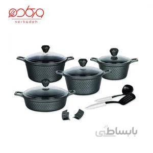 سرویس قابلمه ۱۲ پارچه گرانیتی مشکی