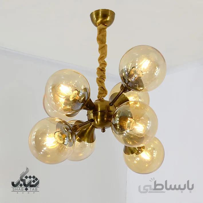 لوستر آویز مدرن هشت شعله مولکولی آنتیک کد 673 SHJ