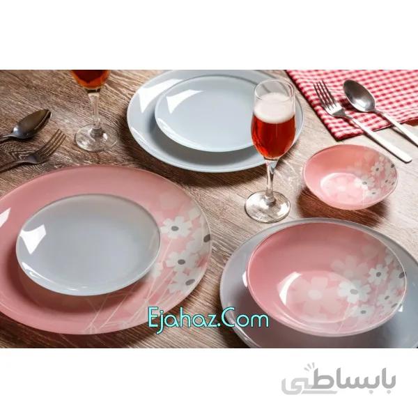 سرویس غذاخوری 25 پارچه ظروف شیشه ای طرح یاسمین آرکوفام