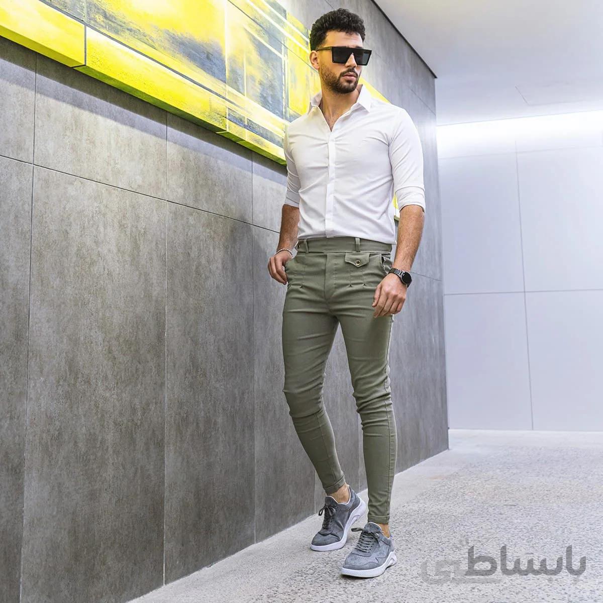 شلوار مردانه سبز مدل Aflak