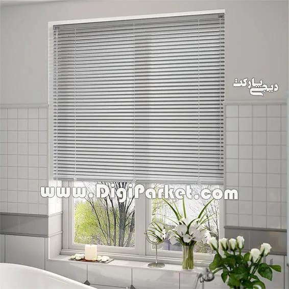 پرده کرکره فلزی طوسی روشن ساده ۱۶ میلیمتری P92
